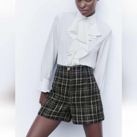 Zara textured weave plaid shorts - Picture 4 of 10